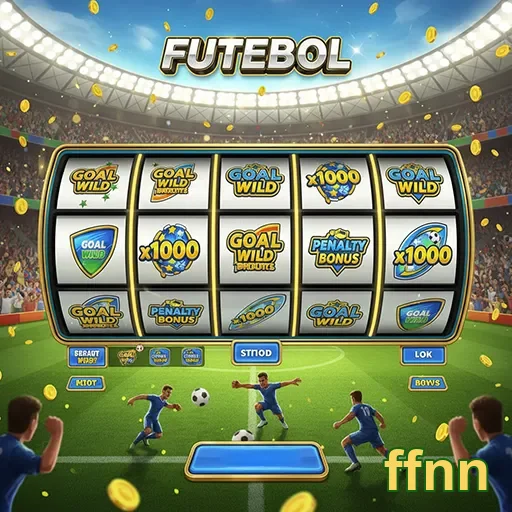 Imagem do jogo de slot futebol da ffnn, destacando personagens e símbolos relacionados ao esporte.